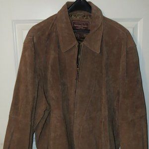 Men's Vintage American Classics Colebrook Brown Suede Leather Bomber Jacket XXL